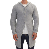 Men's Autumn And Winter New Hooded Knitted Shirt Medium Long Bag Open Shirt Sweater Jacket