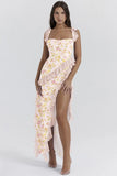 Summer New French Slings Wood Ear Design Picties Open Fork Dress Dress