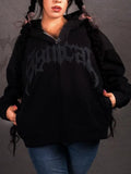 Gothic oversize hoodie with wash effect and letter