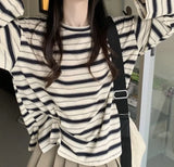 Vintage Striped Oversized Long Sleeve Tee-Outfit
