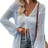 Beach Knitted Jersey In Summer 2025 Sexy Solid Color Knitted Beach Swimwear Shirt Sunscreen