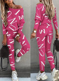 Letter Print Casual Shirt and Pants 2pc