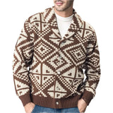 Men's Casual Geometric Jacket Knit Dress Vintage Coat Men's