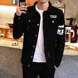 The Fall Of 2023, The New Men's Korean Fashion Jacket Is Slim And Handsome For Teenagers. Black Denim Jackets For Men.-Outfit