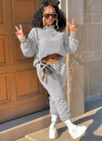 Casual Fleece Long Sleeve Hoody Top And Pant Matching