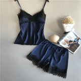 2019 Hanging Pyjamas Women's Summer Sexy Ice Wire Two-Piece Set With Silk Shorts Gathering Big-Size Thin