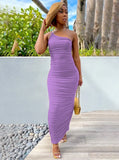 One Shoulder Pleated Long Party
