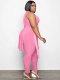 Side Slit Long Shirt and Pants Plus Size 2 Piece