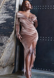 Brown Velvet Irregular Sweetheart Sexy Long Party
