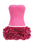 Three-Dimensional Flower Sexy Strapping Bra Two Sets Of Tight Floral Skirt Ultra-Short Skirt Dinner Skirt