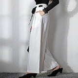 Korean Fashion Patchwork White Woman Clothes High Waist Straight Wide Leg Women's Pants Autumn 2022 Clothing