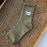And Dog Pure Cotton Woman Harajuku Cartoon Animal Silver Dollar Manual Embroidery funny Socks & hosiery women Autumn