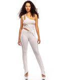 One Shoulder Irregular Top and Pants 2 Piece