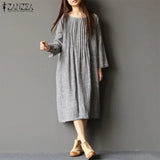 Vintage Women Solid Pleated Vestido 2021 Summer Long Sleeve Work OL Shirt Dress Casual Sundress Robe Femme Dresses