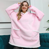 Hoodie Blanket With Sleeves Plaid Sweatshirt Winter Fleece Pullover Female Sherpa Giant Moleton Hoody Sweat Femme