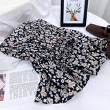 Summer Chiffon Beach Boho Maxi Women Skirt High Waist Floral Print Vintage Holiday Ruched Long Fashion Skirts
