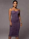 Sexy Pleated Strap Midi Party