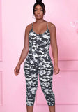 Printed Casual Strap Camo Skinny