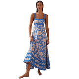 Toloer Southeast Asia New Small Flower Wave Sling Skirt High-End Temperament A-Line