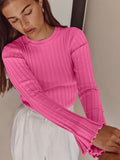 Collar Knitted Sweater Long-Sleeved Pit Strip Bottom Shirt Solid Color Tight Autumn And Winter Top