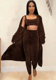 Sexy Vest And Long Slevee Coat And Pant 3 Piece