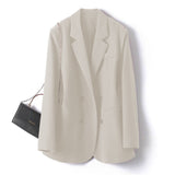 Toloer Small Suit Jacket Female Spring And Autumn Korean Version Loose Temperament Versatile Double Breasted Casual Professional Suit Jacket New-Outfit
