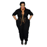 Plus Size Jumpsuit Overalls for Women Cargo Pants Lace Up Elastic Waist Pockets Romper Fall Clothes Wholesale