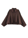 Women's 2025 Spring New Fashion Pilot Bat Sleeve Zipper Jacket