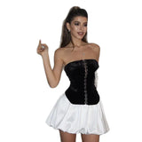 Summer New Women's Fashion Single Buckle Design Breast-Wear Dress Dress