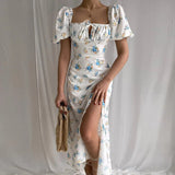 Women's Temperament Floral Lace With Short Lotus Leaf Side Holiday