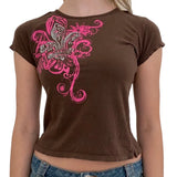 Women Goth Clothes y2k Crop Tops Summer 2024 T shirts Grunge 2000s Trashy Aesthetic Short Sleeve Tees Young Girls Streetwear-Outfit