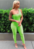Sexy One Shoulder Sleeveless Solid Full Length Skinny