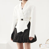 Black Side Split Korean Blazer For Women Notched Long Sleeve Straight Sashes Slim Blazers Female New Spring