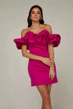 Women's Lotus Leaf Side Sexy Shoulder Dress Solid Color High-End Temperament Braid Skirt Dress Dress