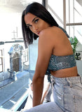 Printed V-neck Crop