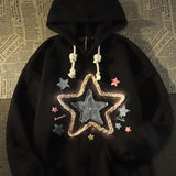 Sweatshirts Women Clothing Vintage Star Embroidery Oversized Tops 2023 Ropa Mujer Hooded Casual Fashion Y2k Hoodies-Outfit