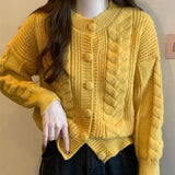 Autumn And Winter New Simple Literature And Art Lazy Sweater Coat Gentle Wind Loose Twist Thickened Knitted Cardigan-Outfit