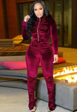 Sexy Ruched Zip Long Sleeve Top and High Waist Pants Set 2 Piece