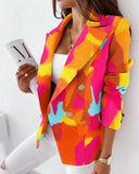 For Women Plaid Jacket Fashion Long Sleeve Double Breasted Printed Blazer Beige Blazer Women Blazer Jacket Office Suit-Outfit