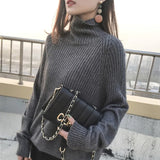 Turtleneck Knitted Sweater Women Solid Winter Thicken Jumper Ladies Casual Tops Oversize Korean Bottoming