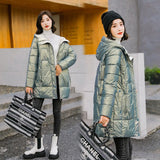 2021 New Hooded Long Parkas Women Winter Fashion Solid Thick Coats Elegant Basic Cotton Padded Winter Jacket