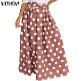 Skirts Polka Dot High Waist Long Skirt 2021 VONDA Female Sexy Pleated Party Maxi Skirts Faldas De