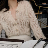 Cardigan 2021 New Sweater Autumn Openwork French Mohair Coat Sweater Female Air-conditioning Suit Sweater Women