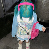 Y2k Aesthetics Hoodies 00s Harajuku Kawaii Pullover Fairycore Patchwork Sweatshirt Oversized E-girl Mall Goth