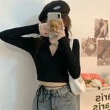 Strapped Sweater Cardigan Woman Spring 2025 New Hot Girl Exposed Umbilly Knitted Blouse Outside