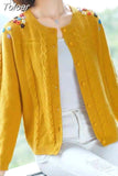 2023 Women Cardigan Sweater V Neck Solid Floral Pattern Loose Knitwear Single Breasted Casual Knit Cardigan Jacket