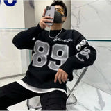 and winter new digital pattern sweater men casual lazy loose in couple high street retro sweater-Outfit