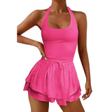Women Tennis Dress Summer Casual Solid Color Sleeveless Open Back Athletic Mini Dresses with Pockets Sports Workout Golf Dress 703-1-Outfit