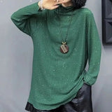 Sequined Pullovers Casual Pile Collar Female Clothing All-match Solid Color Spring Autumn Korean Commute Loose