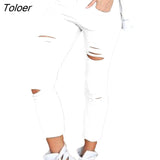 Spandex Solid Color Drawstring High Waist Stretchy Drawstring Pencil Pants Ripped Skinny Leggings woman